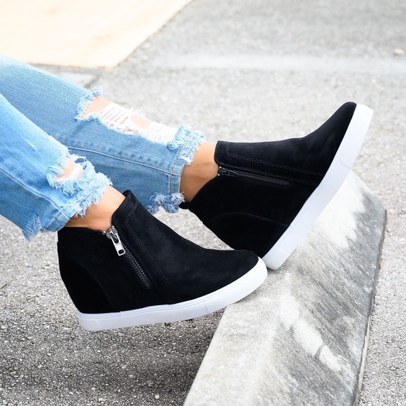 Popular Black Wedge Sneakers - Picture 2 of 2